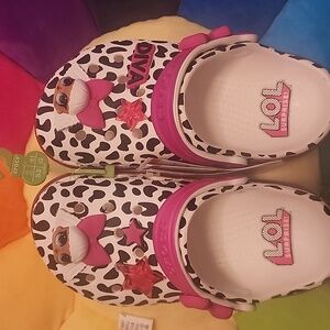 CROCS Kids LOL Surprise Clogs - Black and White with Pink Accents